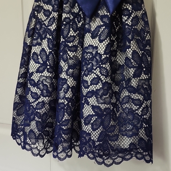 Jona Michelle Navy Velvet and Lace Kids Dress - Picture 5 of 6